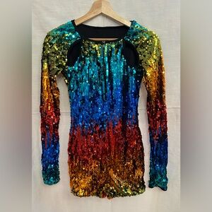 Weissman Rainbow Sequin Bodysuit